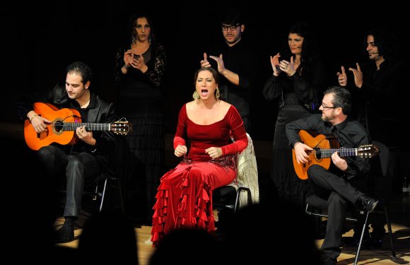 GR01. GRANADA, 21/12/12.-
Marina Heredia estrena en Granada su espectáculo A mi tempo en el Auditorio Manuel de Falla.
La Cantaora Granadina Marina Heredia ha estrenado en la ciudad que la vio nacer su espectaculo "A mi Tiempo" con un lleno absoluto en el que ha interpretado sus canciones de este ultimo trabajo junto a su pradre Jaime el "Parron" y la abuela de la artista.